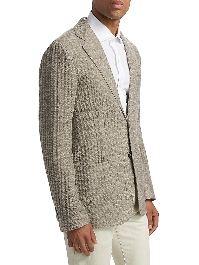 Chevron Cashmere-Silk Upton Jacket