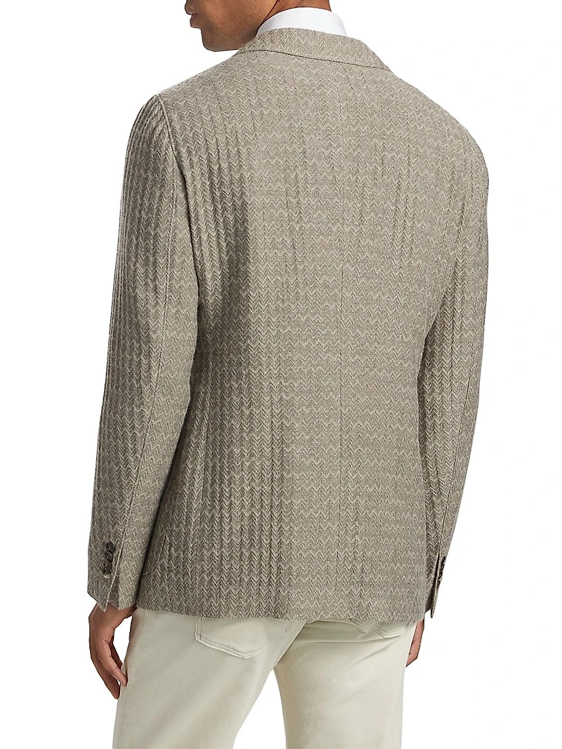 Chevron Cashmere-Silk Upton Jacket