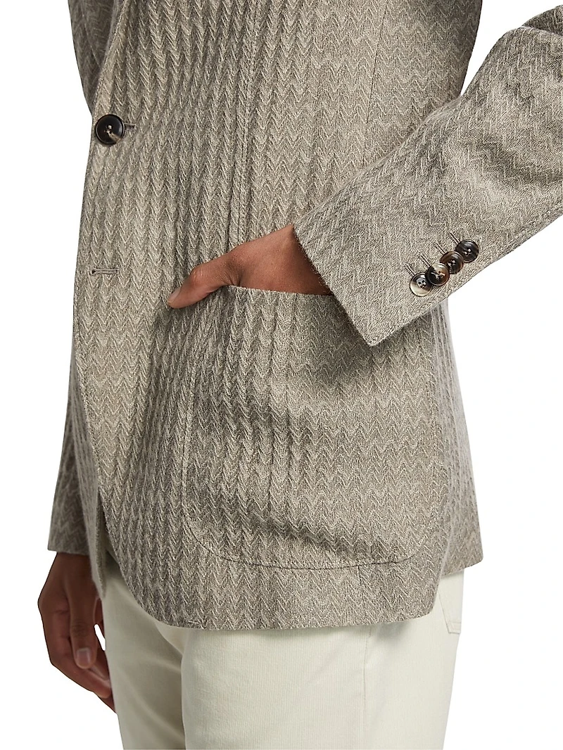 Chevron Cashmere-Silk Upton Jacket