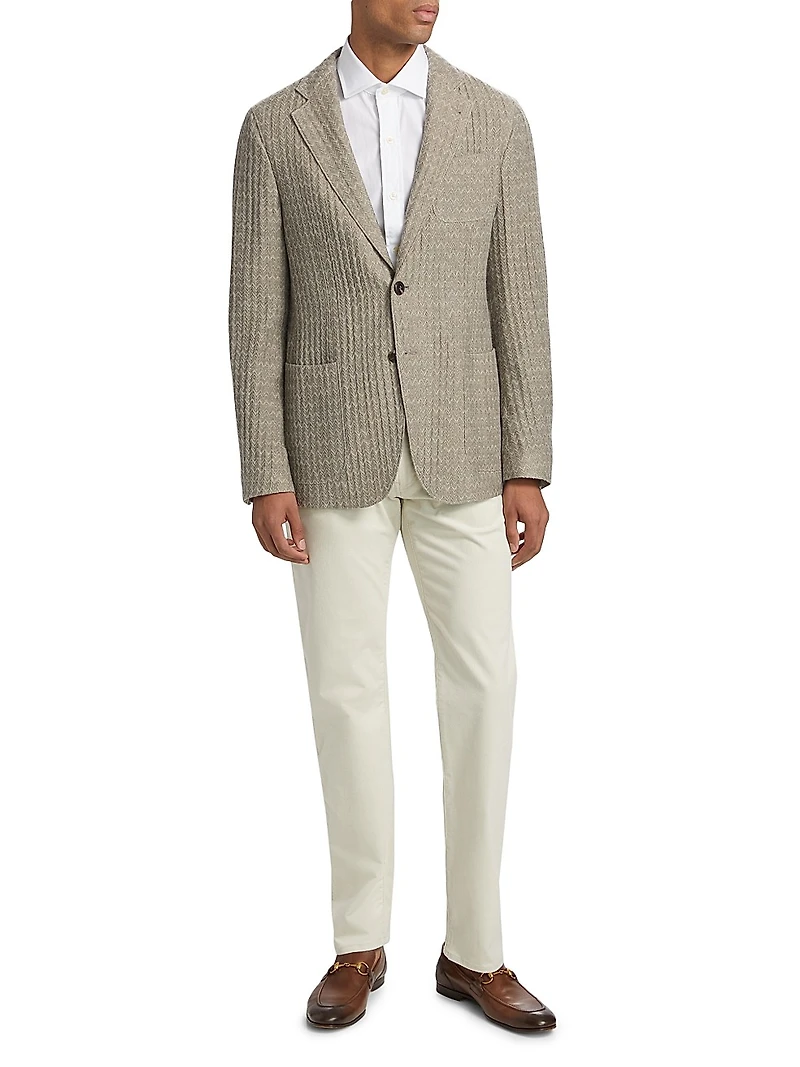 Chevron Cashmere-Silk Upton Jacket