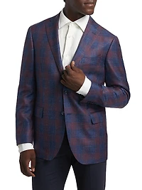 COLLECTION Plaid Wool, Silk & Linen Blazer