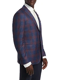 COLLECTION Plaid Wool, Silk & Linen Blazer