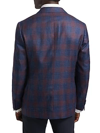 COLLECTION Plaid Wool, Silk & Linen Blazer