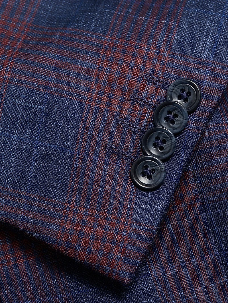 COLLECTION Plaid Wool, Silk & Linen Blazer