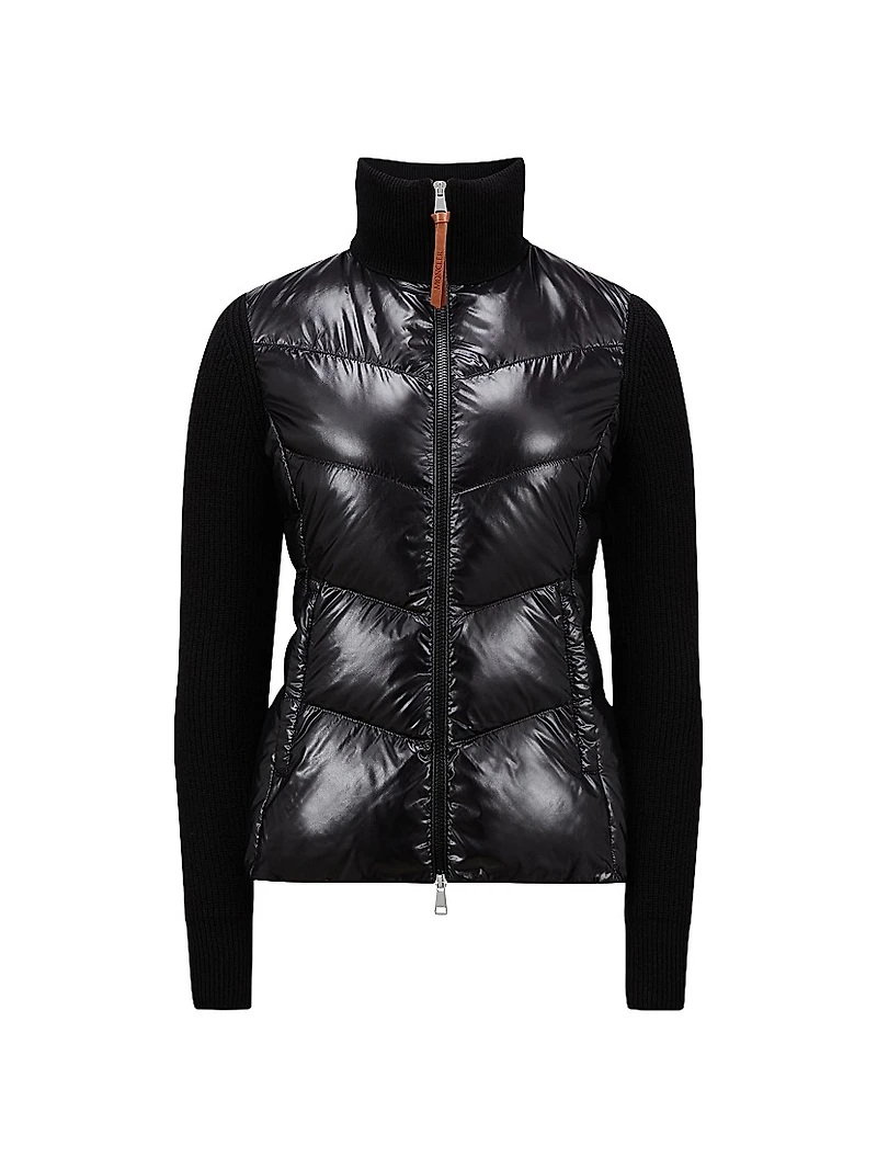 Padded Wool Zip-Up Cardigan