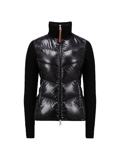 Padded Wool Zip-Up Cardigan