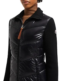 Padded Wool Zip-Up Cardigan