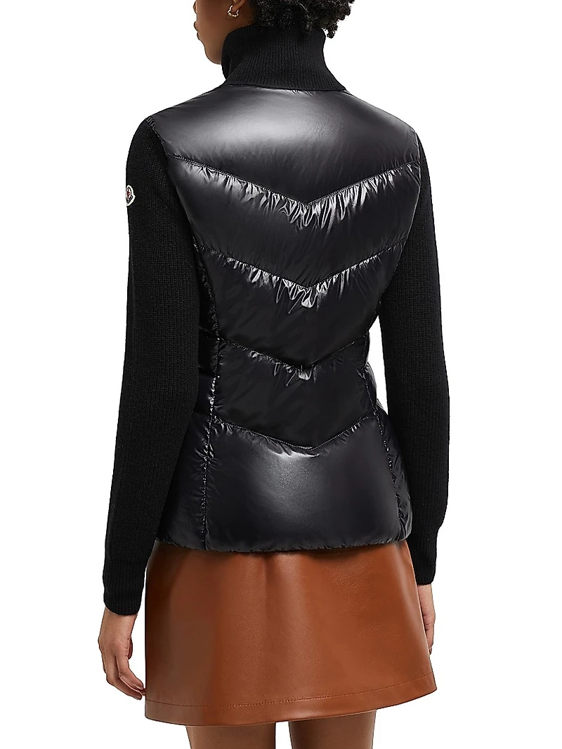 Padded Wool Zip-Up Cardigan