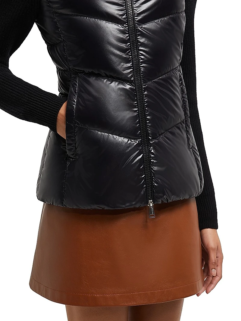 Padded Wool Zip-Up Cardigan