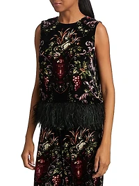 Noah Embellished Floral Velvet Top