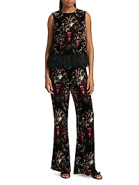 Noah Embellished Floral Velvet Top