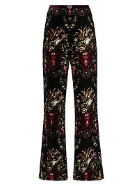 Firenze Floral Velvet Straight-Leg Pants