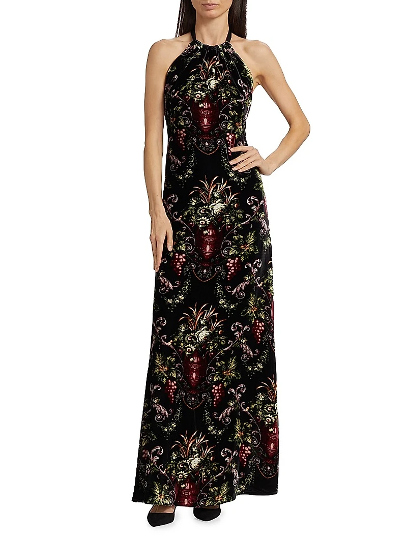 Geneva Floral Halter Gown