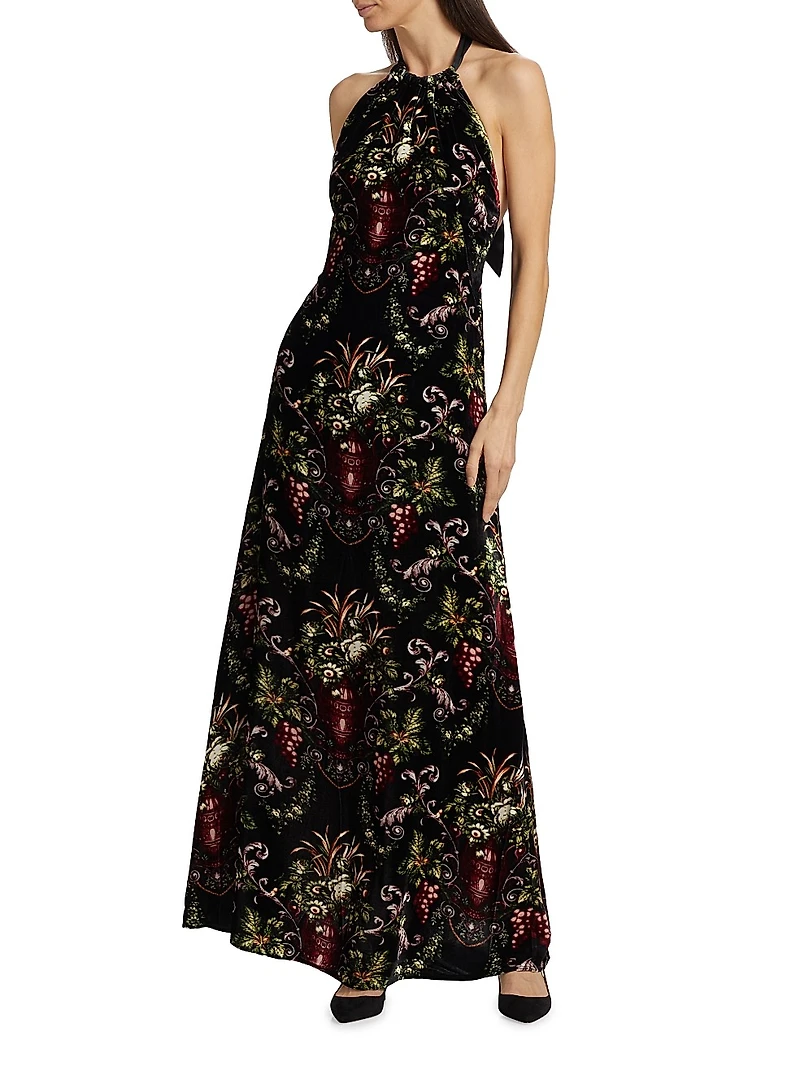 Geneva Floral Halter Gown