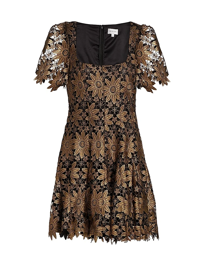 Ilisa Metallic Guipure Lace Minidress