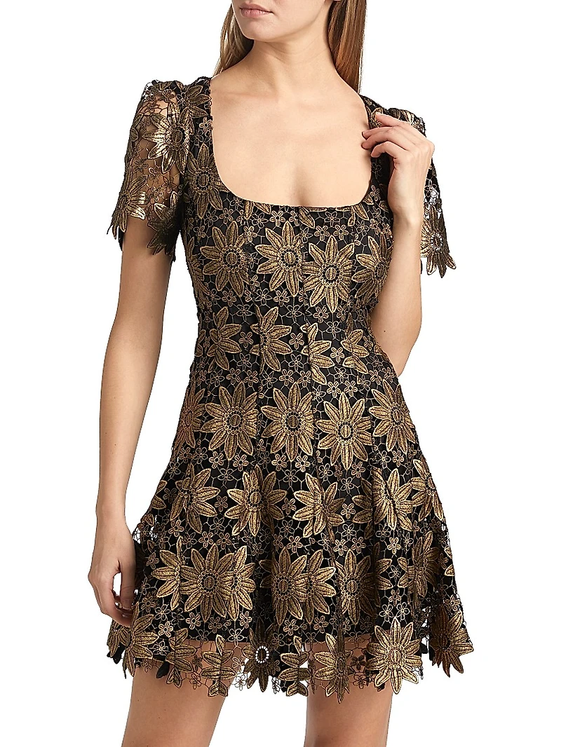 Ilisa Metallic Guipure Lace Minidress