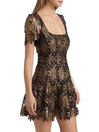 Ilisa Metallic Guipure Lace Minidress