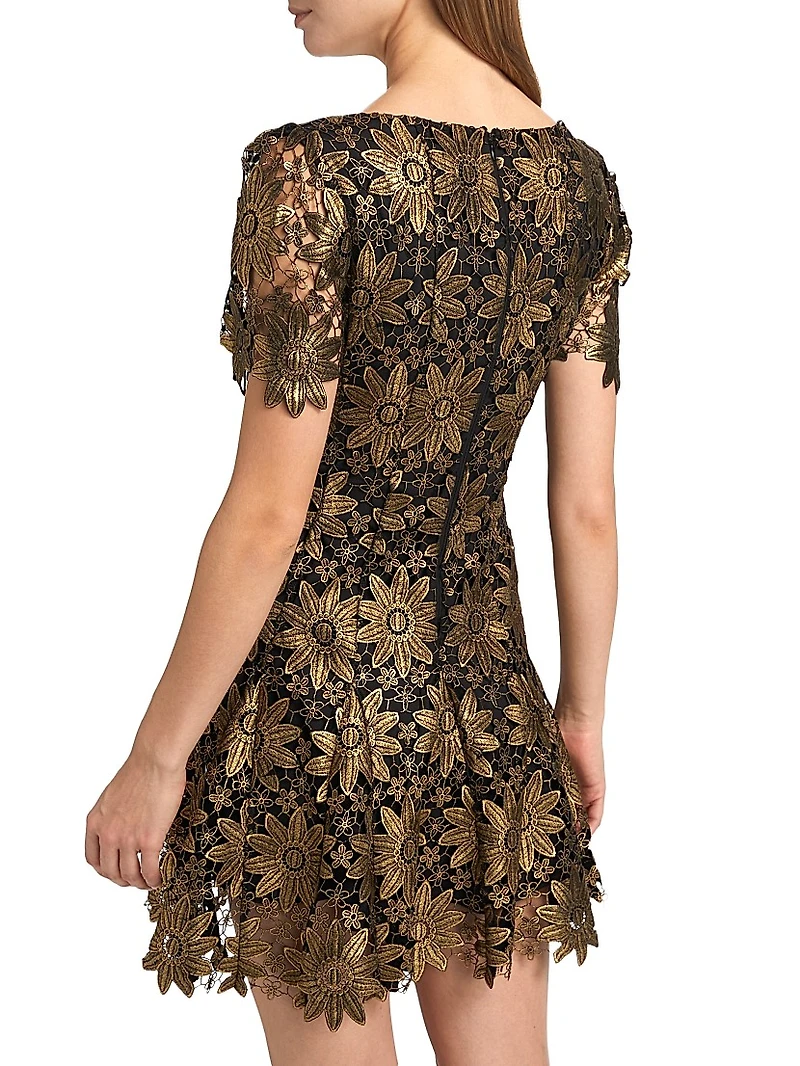 Ilisa Metallic Guipure Lace Minidress