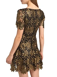 Ilisa Metallic Guipure Lace Minidress