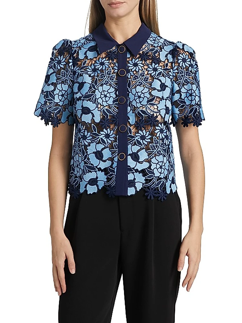 Addison Lace Button-Front Shirt