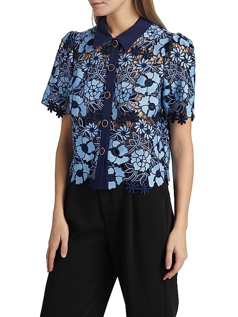 Addison Lace Button-Front Shirt