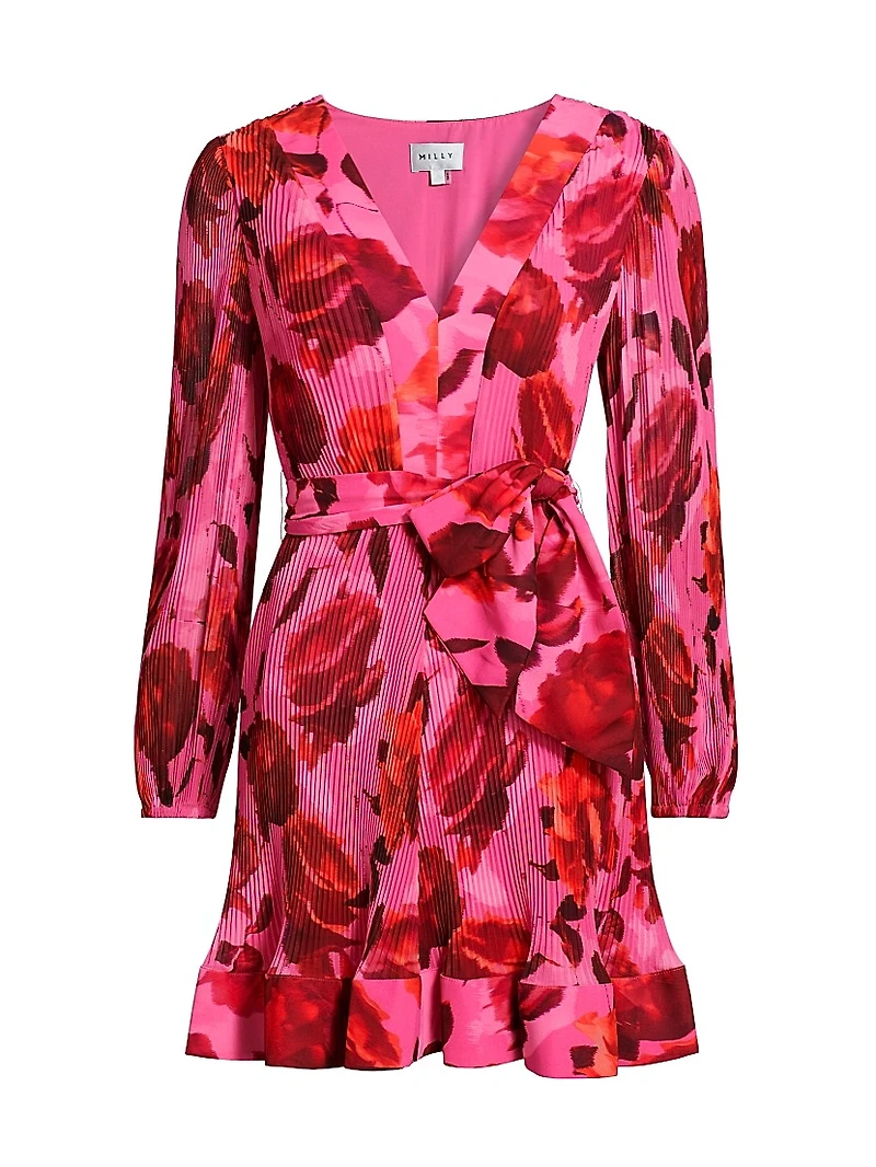 Liv Blurred Blossom Pleated Minidress