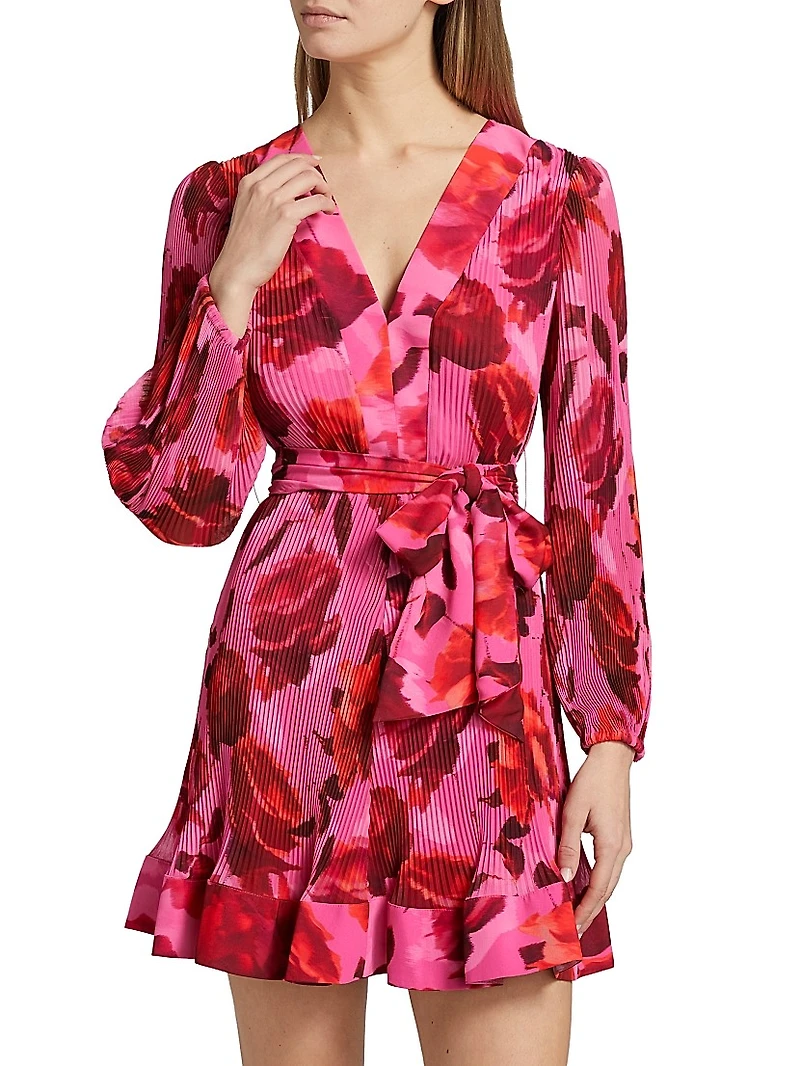 Liv Blurred Blossom Pleated Minidress