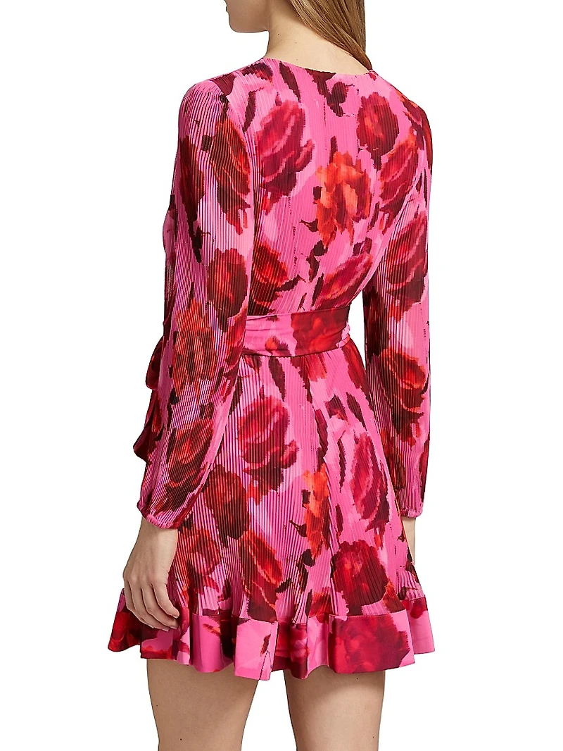 Liv Blurred Blossom Pleated Minidress