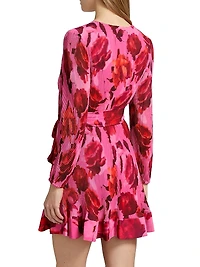 Liv Blurred Blossom Pleated Minidress