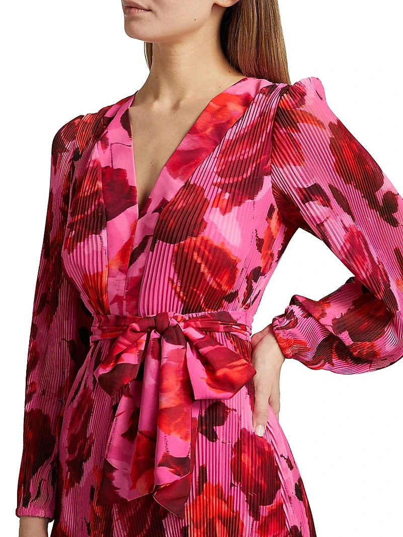 Liv Blurred Blossom Pleated Minidress