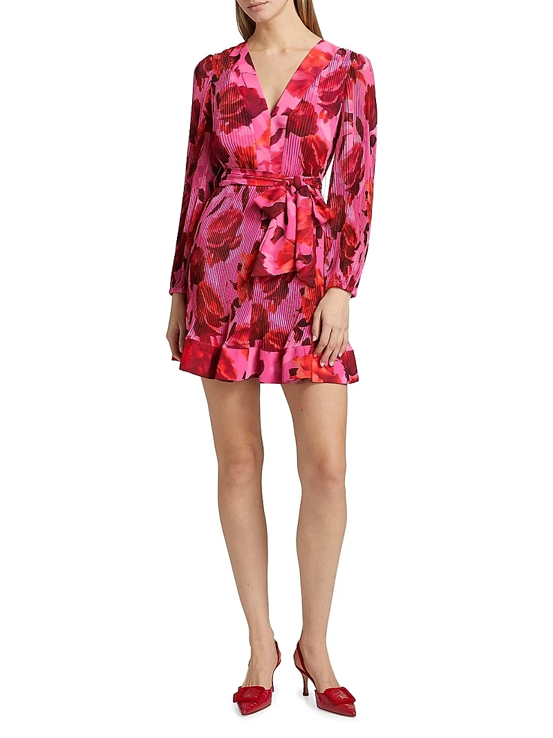 Liv Blurred Blossom Pleated Minidress