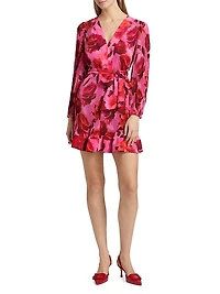 Liv Blurred Blossom Pleated Minidress