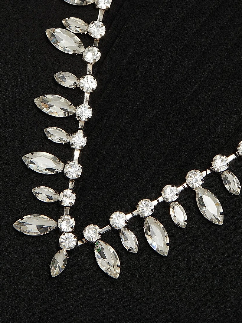 Liv Embellished Pleated V-Neck Minidress