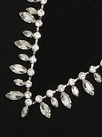 Liv Embellished Pleated V-Neck Minidress