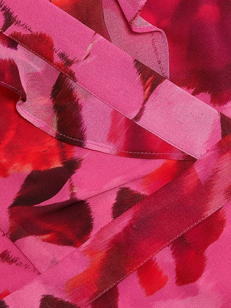 Nanci Blurred Blossom Ruffle Cocktail Dress