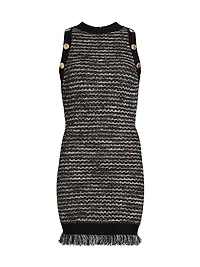 Fringe Tweed Sleeveless Minidress