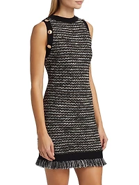 Fringe Tweed Sleeveless Minidress