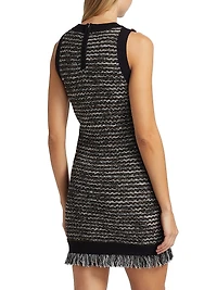 Fringe Tweed Sleeveless Minidress