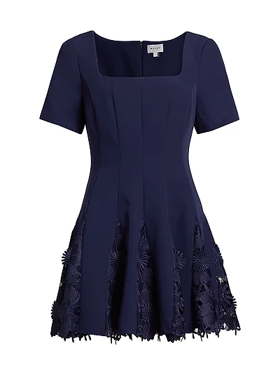 Joy Lace-Trimmed Fit & Flare Minidress