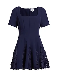 Joy Lace-Trimmed Fit & Flare Minidress