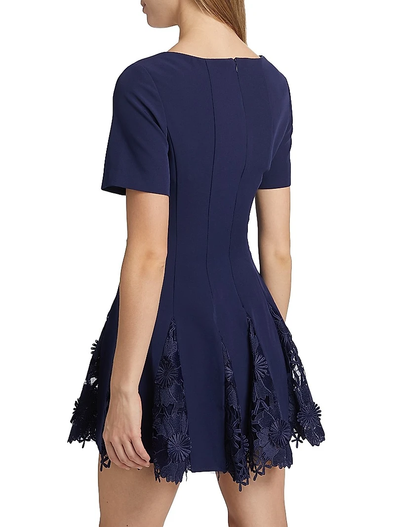 Joy Lace-Trimmed Fit & Flare Minidress