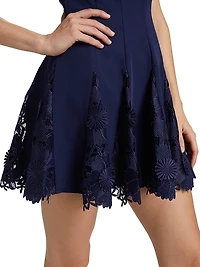 Joy Lace-Trimmed Fit & Flare Minidress
