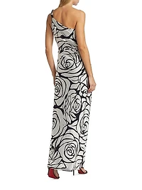 Isley Floral Chiffon One-Shoulder Maxi Dress