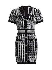 Scallop Textured V-Neck Knit Minidress