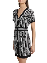 Scallop Textured V-Neck Knit Minidress