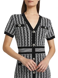 Scallop Textured V-Neck Knit Minidress