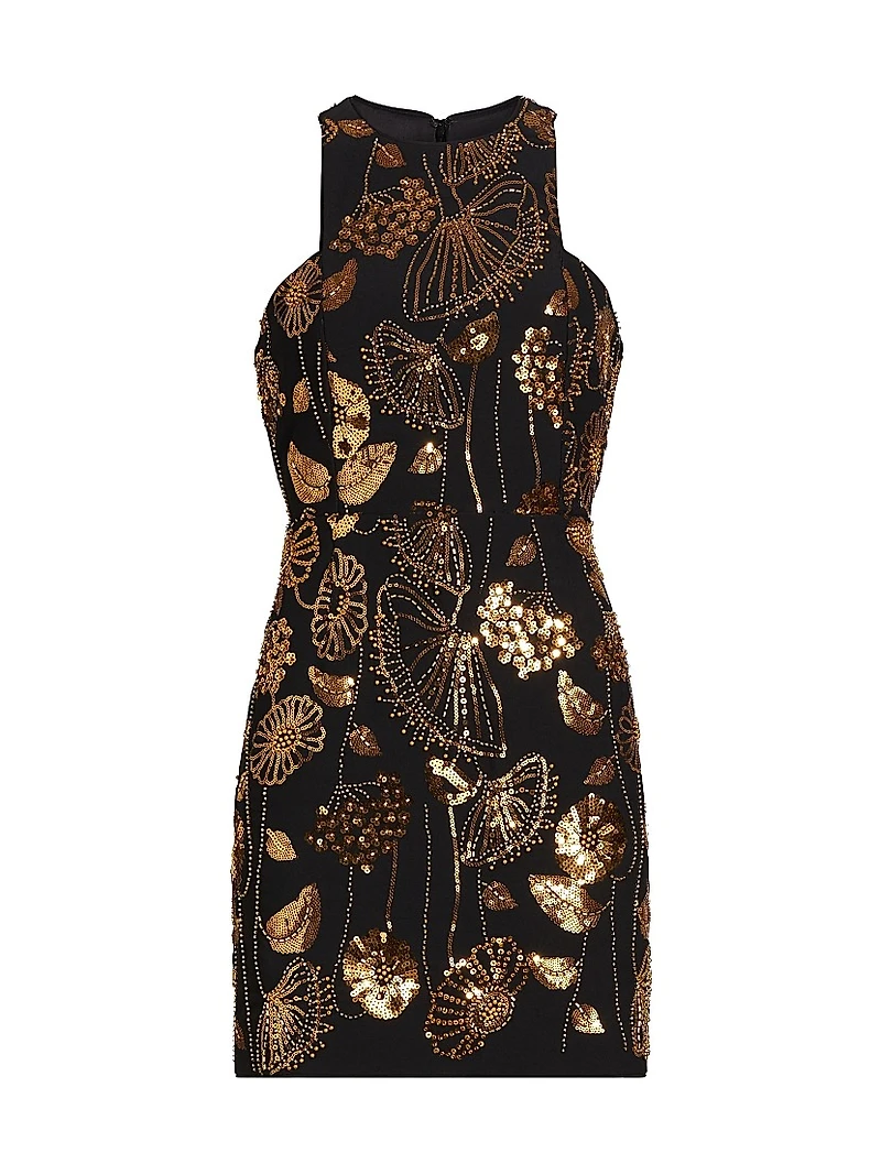 Isabele Floral Field Sequin-Embellished Sleeveless Minidress