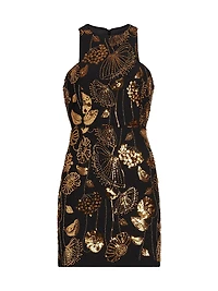 Isabele Floral Field Sequin-Embellished Sleeveless Minidress