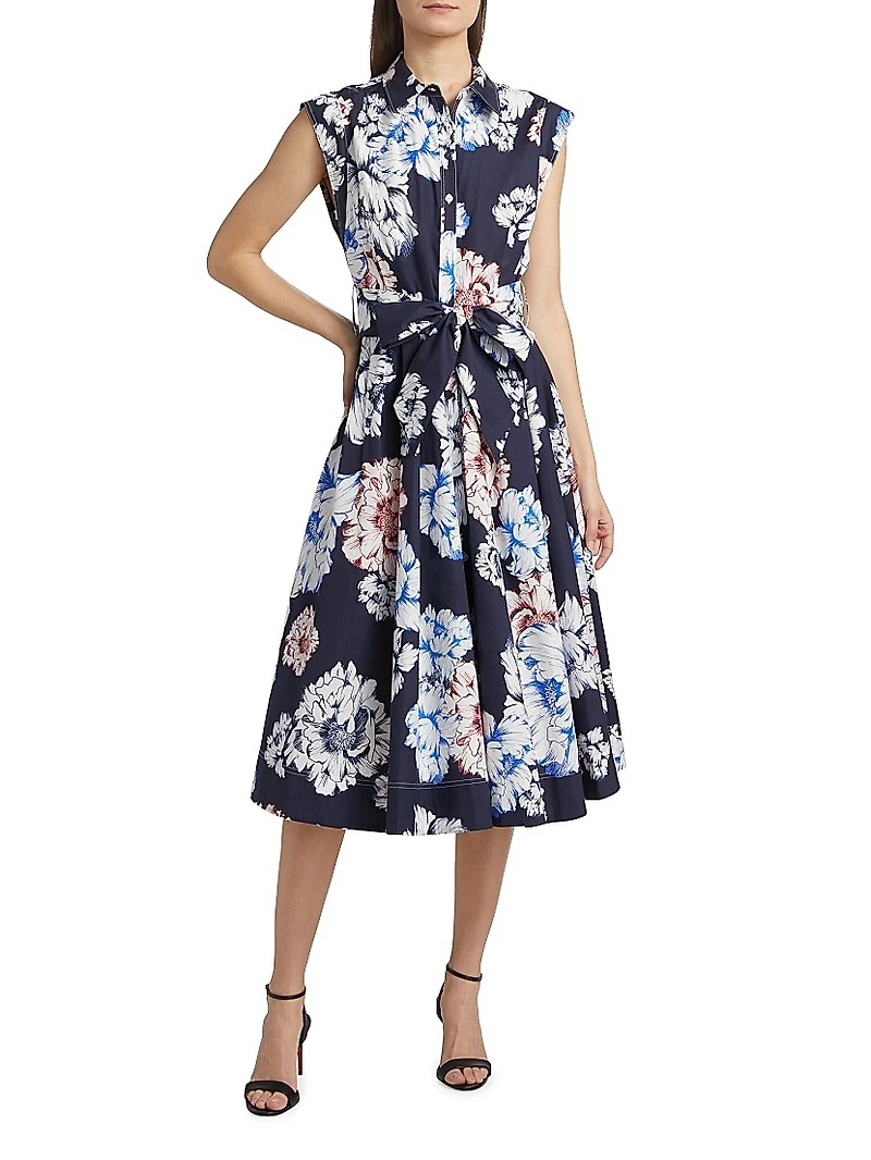 Jules Printed Poplin Midi-Dress
