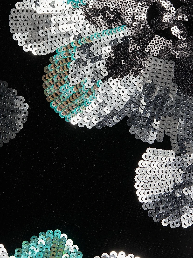 Orion Sequin-Embellished Floral Velvet Strapless Maxi Dress